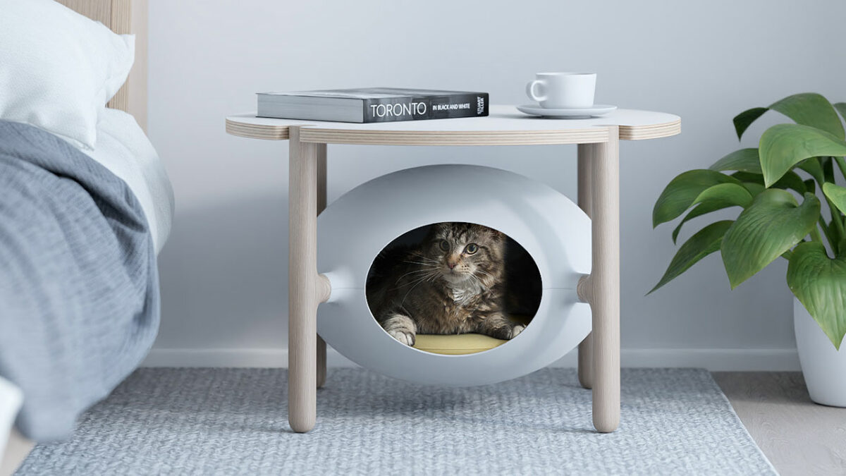 Pet Friendly Home Igloo Coffee Table Doubled as a Cat Bed